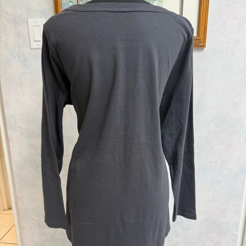 NWOT Mizrahi - Black Long Sleeve Tunic Top - 100% Cotton, Stretch, Thick - Picture 2 of 11